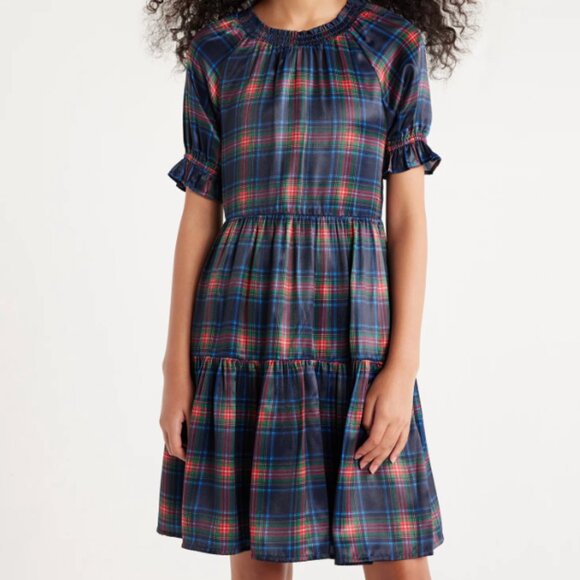 NWT Free Assembly Girls Smocked Neck Navy Dress Size XL (14/16) - Picture 1 of 6